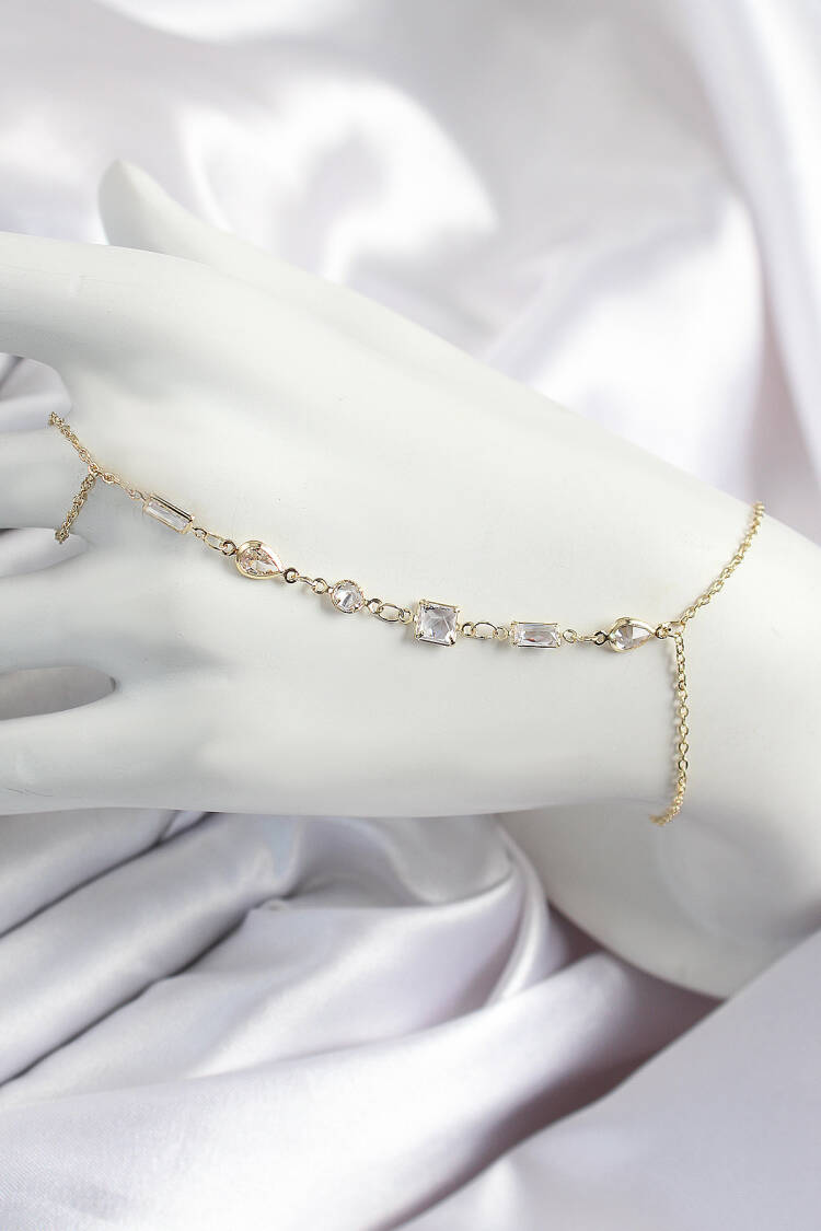 Brass Zircon Stone Y Model Gold Color Women Shahmeran - Brand: Ebijuteri - Women & Kids, Baby Clothes Wholesale - Globality Store