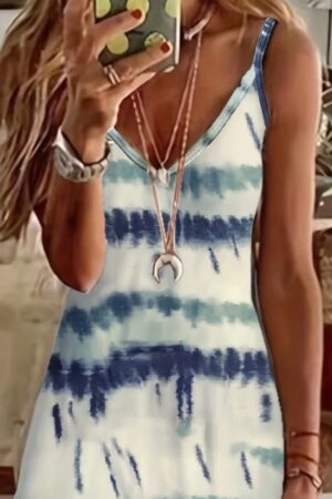 Tie Dye V-Neck Knee Length Slip Dress - Brand: Janes - Women & Kids, Baby Clothes Wholesale - Globality Store