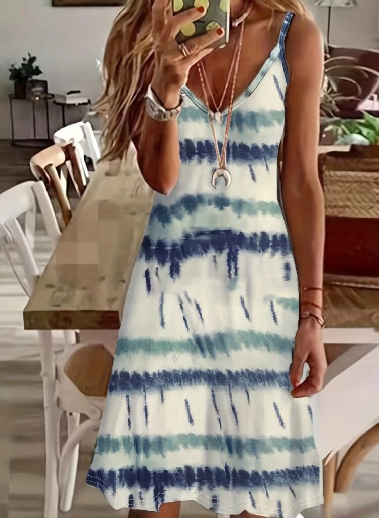 Tie Dye V-Neck Knee Length Slip Dress - Brand: Janes - Women & Kids, Baby Clothes Wholesale - Globality Store