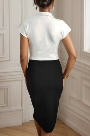 Black Elegant Sheath Dress With V-Neck