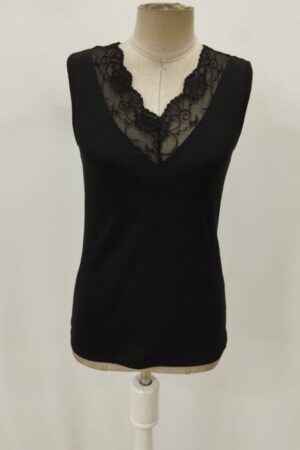 Black Fitted V-Neck Sleeveless Blouse With Cap Sleeve - Brand: Janes - Women & Kids, Baby Clothes Wholesale - Globality Store
