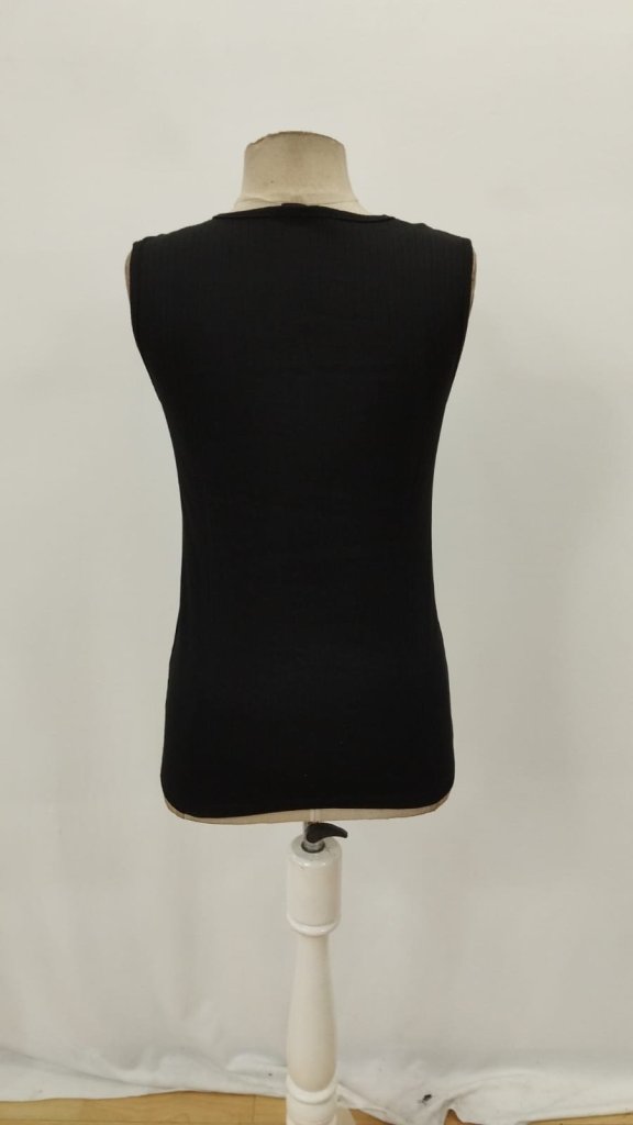 Black Fitted V-Neck Sleeveless Blouse With Cap Sleeve