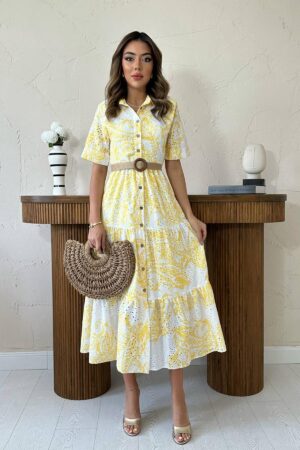 Casual Elegant Midi Shirt Dress - Brand: Elisa - Women & Kids, Baby Clothes Wholesale - Globality Store