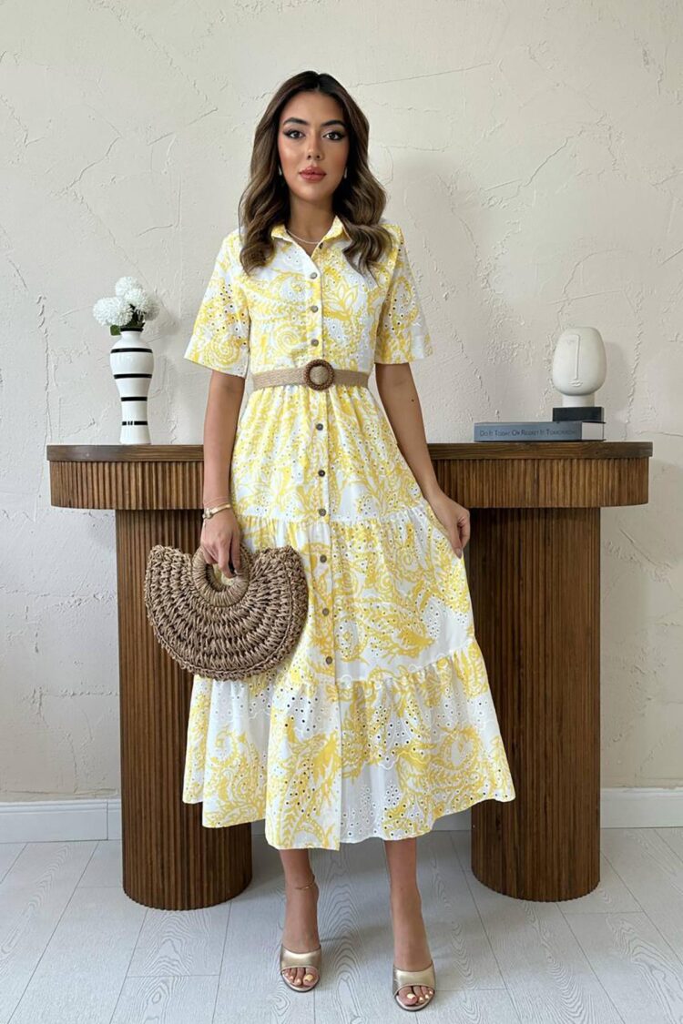 Casual Elegant Midi Shirt Dress - Brand: Elisa - Women & Kids, Baby Clothes Wholesale - Globality Store