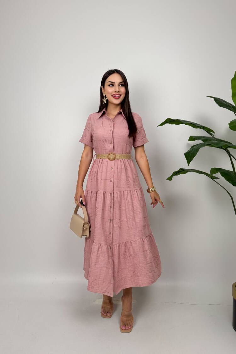 Floral Maxi Shirt Dress With Shawl Collar