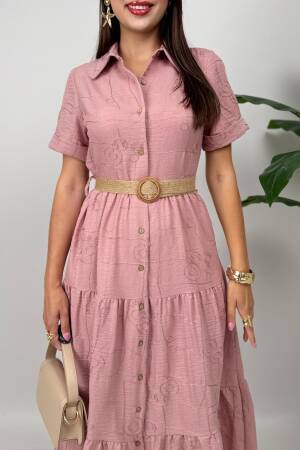Floral Maxi Shirt Dress With Shawl Collar