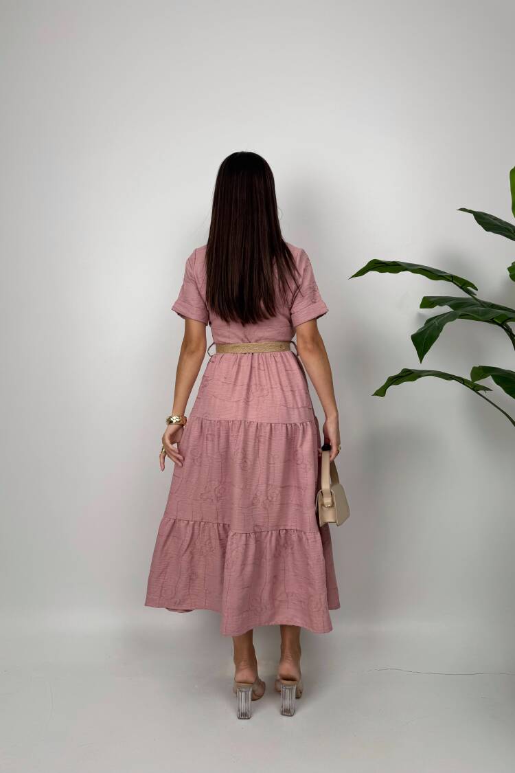 Floral Maxi Shirt Dress With Shawl Collar