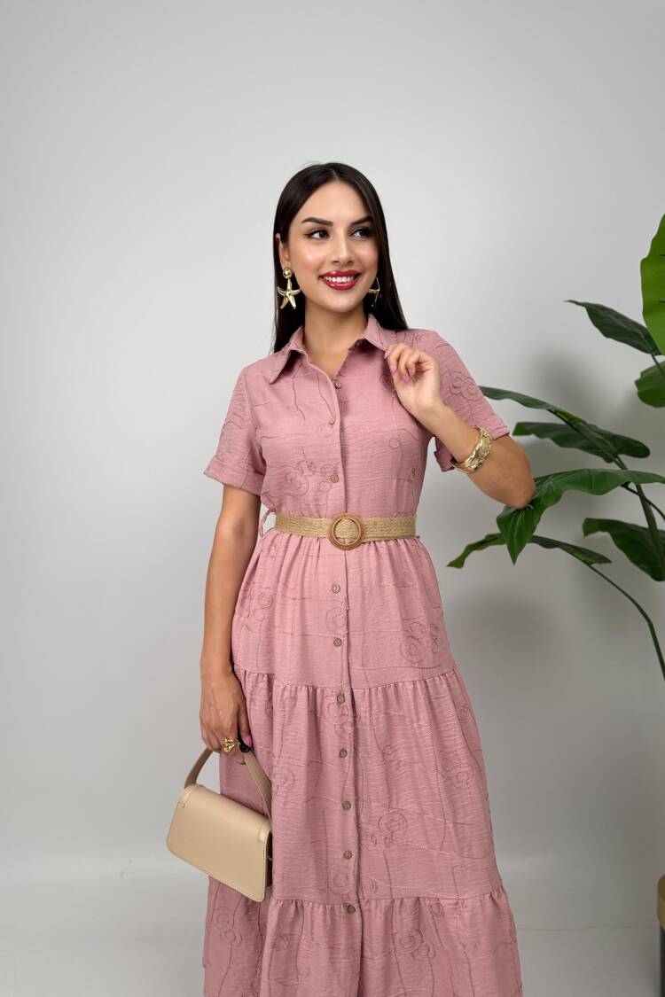 Floral Maxi Shirt Dress With Shawl Collar