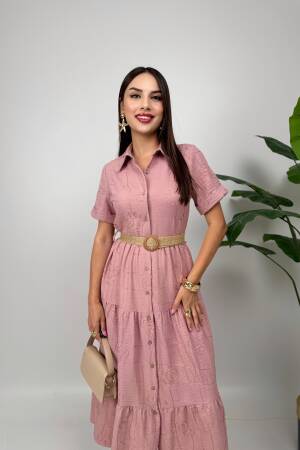 Floral Maxi Shirt Dress With Shawl Collar