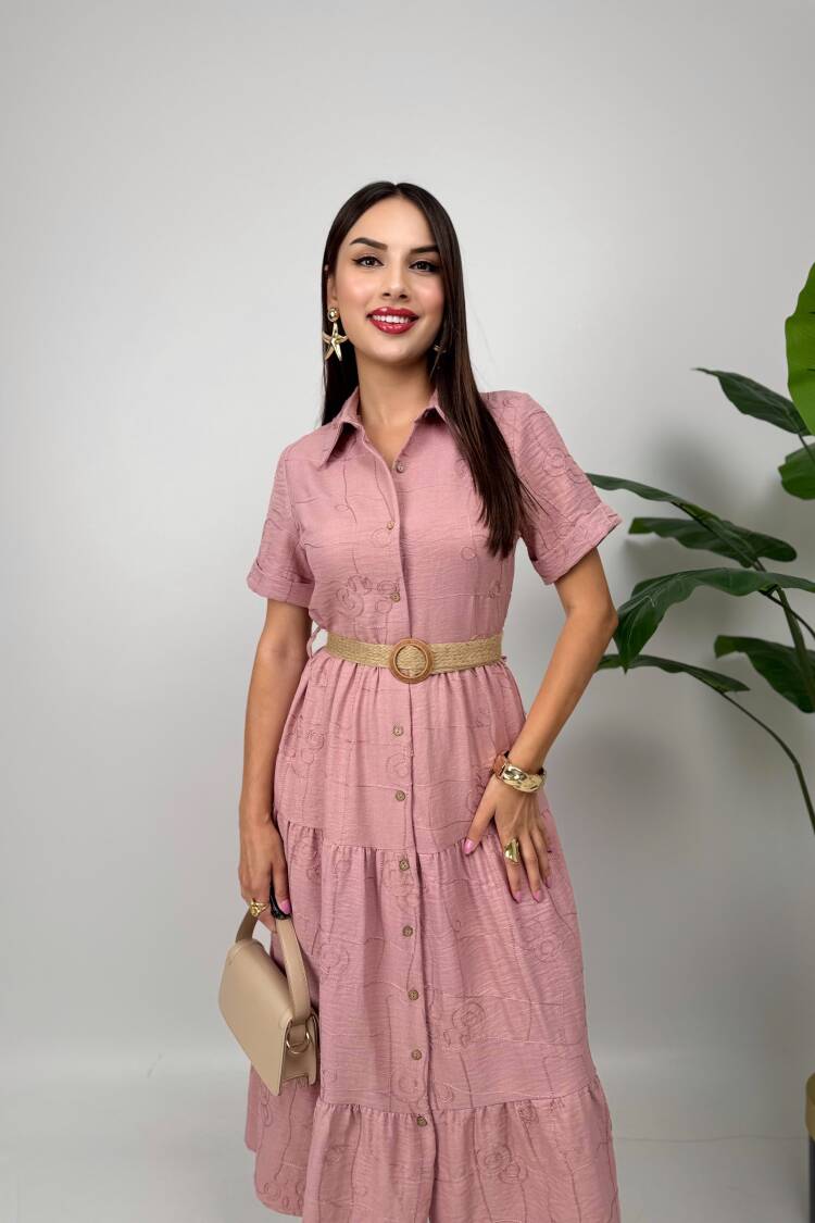 Floral Maxi Shirt Dress With Shawl Collar