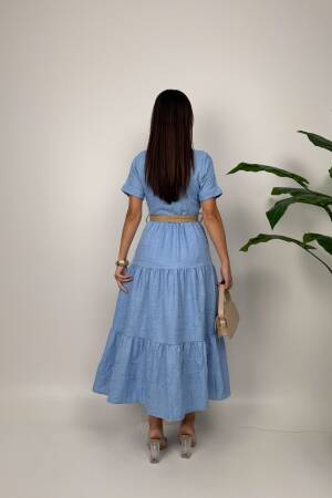 Casual Maxi Shirt Dress With Notched Neck