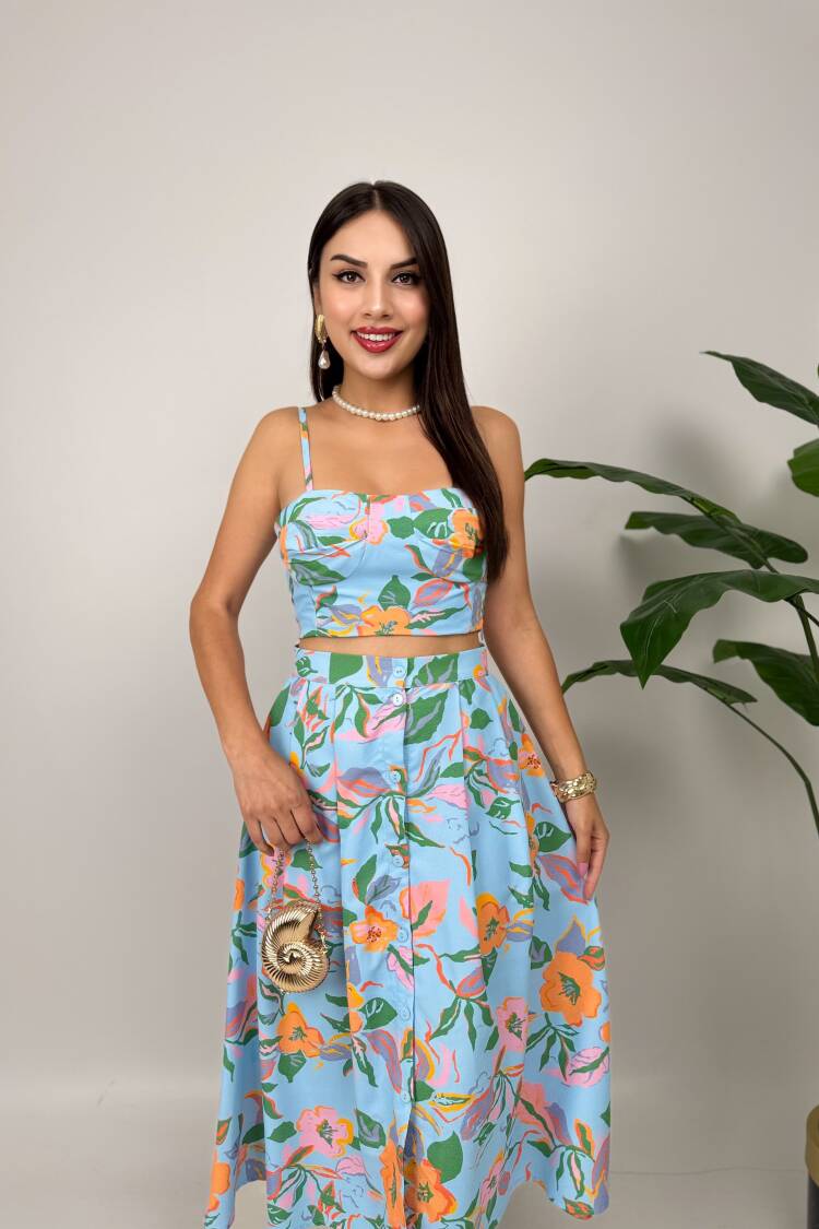 Floral Sleeveless Square Neck Midi Dress