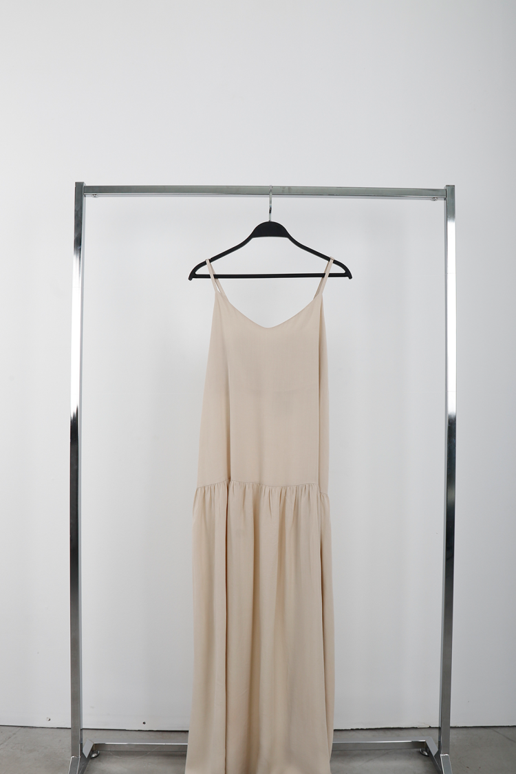 Beige Dress Maxi V-Neck Cami Sleeveless For Summer