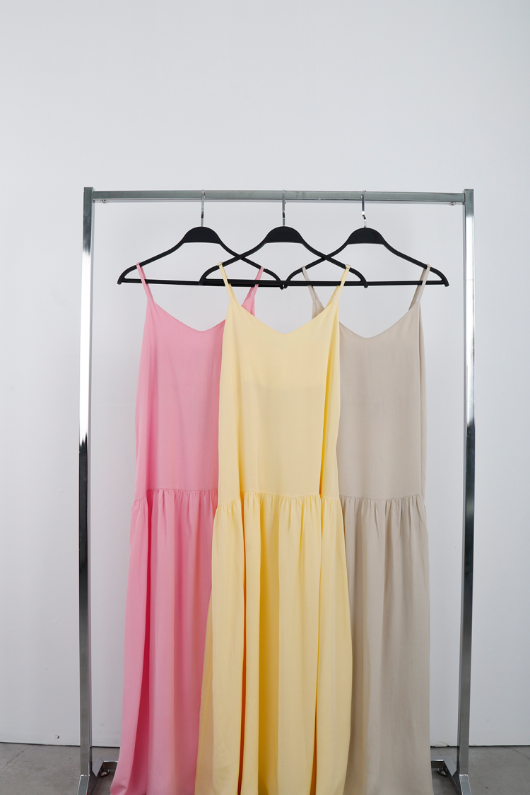 Beige Dress Maxi V-Neck Cami Sleeveless For Summer