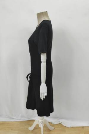 Black Fit And Flare Midi Dress With Square Neck