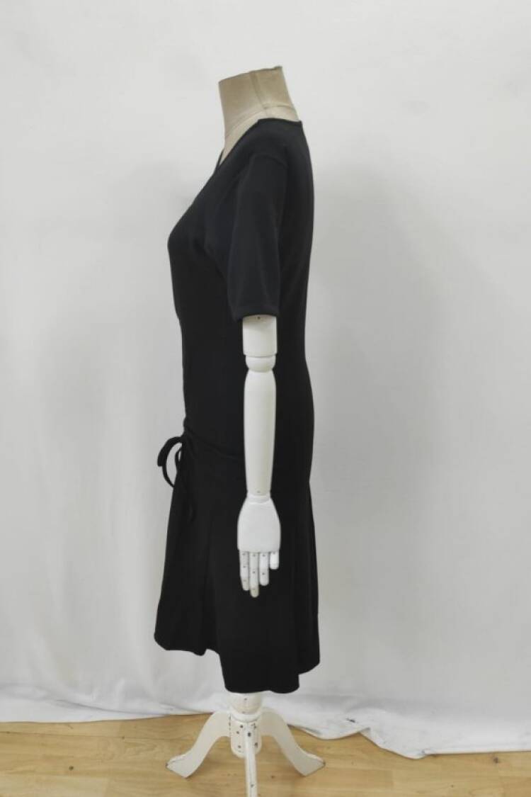 Black Fit And Flare Midi Dress With Square Neck