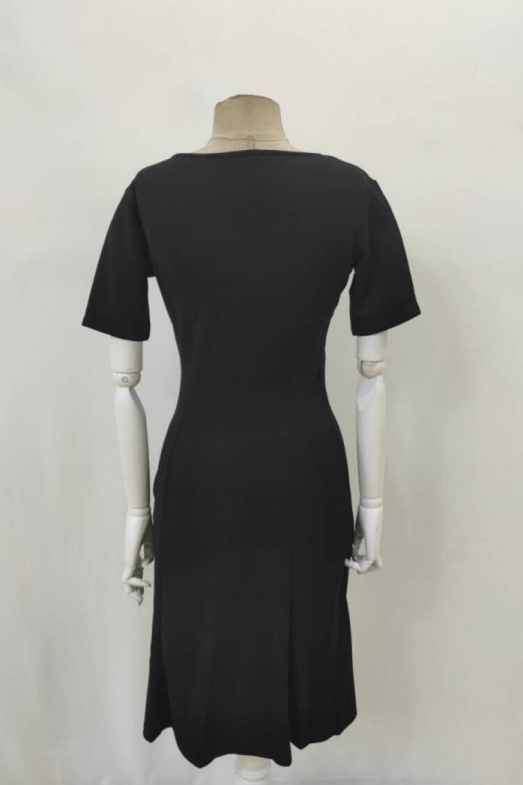 Black Fit And Flare Midi Dress With Square Neck