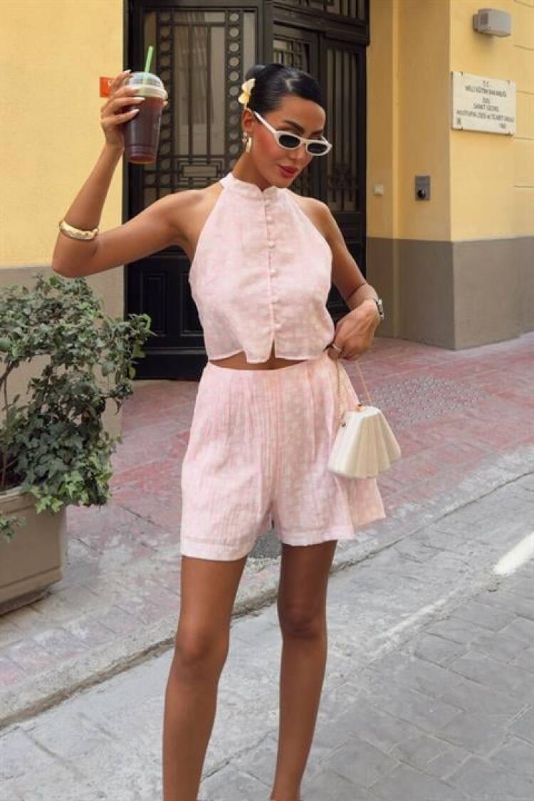 Plaid Paper Bag Shorts Set