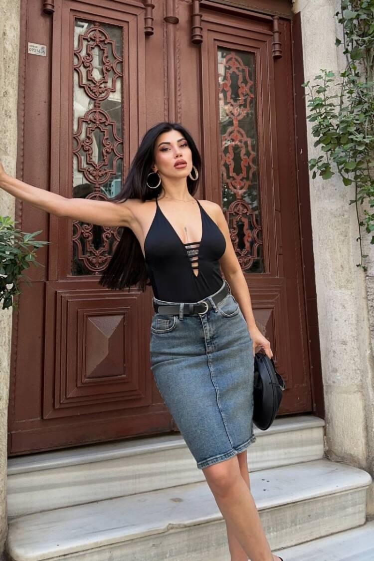 Pencil Skirt High Waist Buttoned Midi