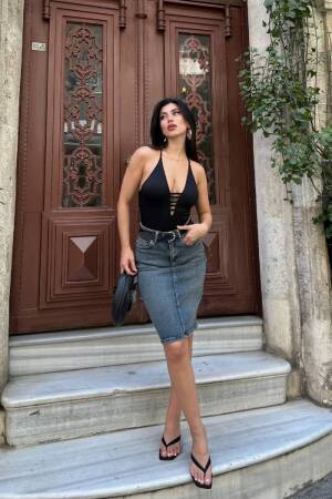 Pencil Skirt High Waist Buttoned Midi