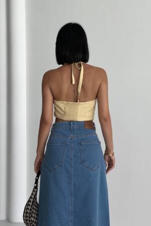 A-Line Maxi Skirt With High Waist & Buttoned Closure