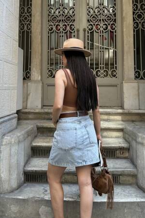 Blue Casual Streetwear Cute A-Line Mini Skirt