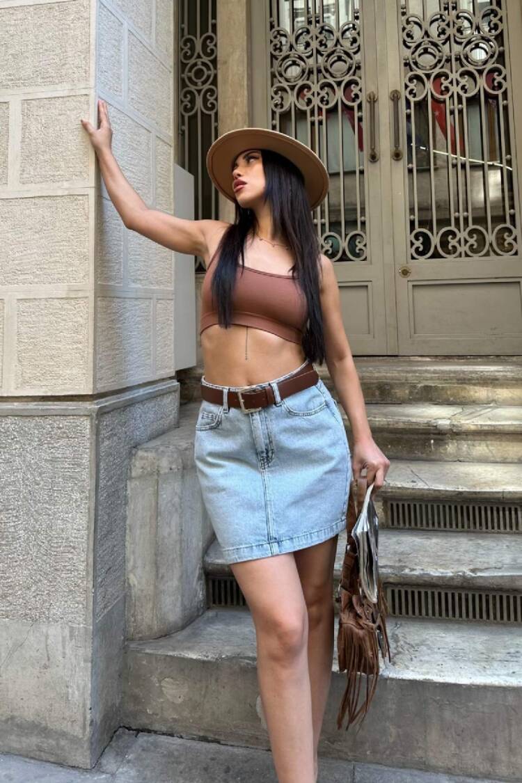 Blue Casual Streetwear Cute A-Line Mini Skirt