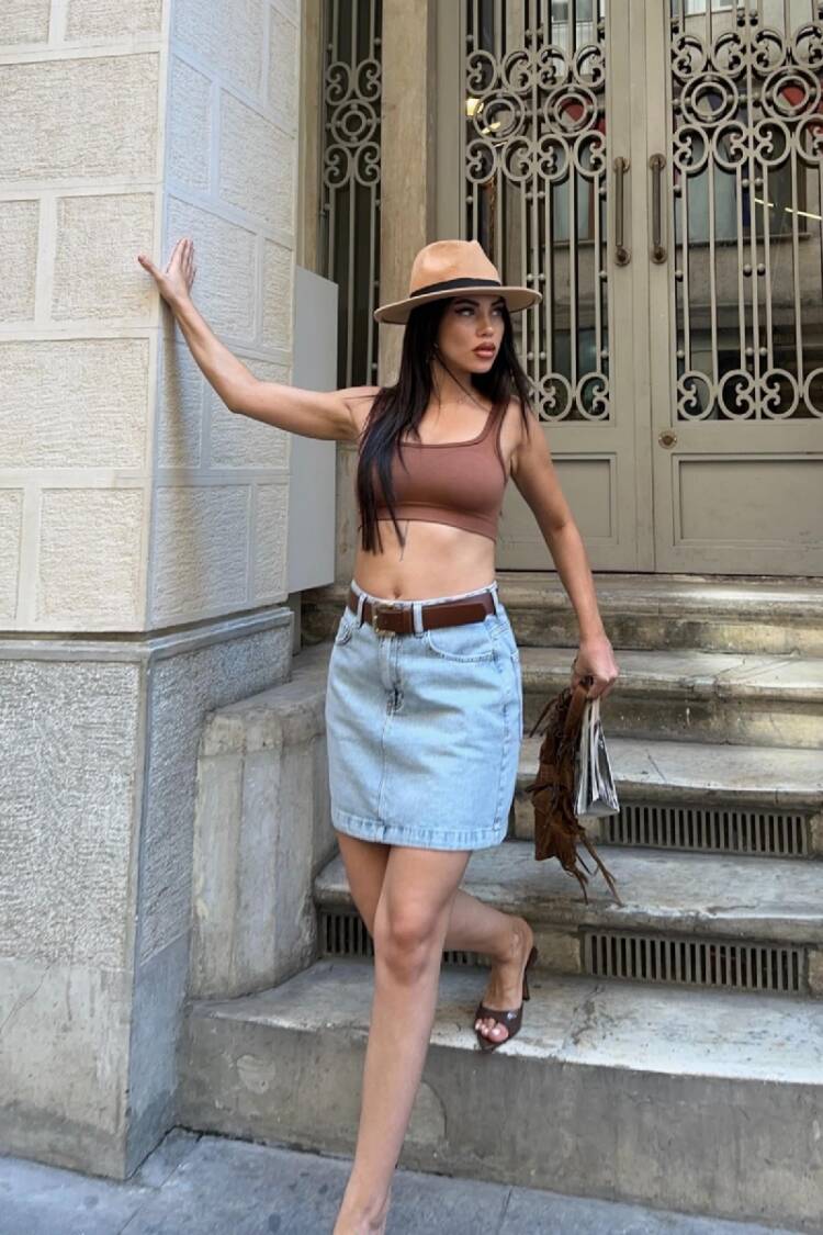 Blue Casual Streetwear Cute A-Line Mini Skirt