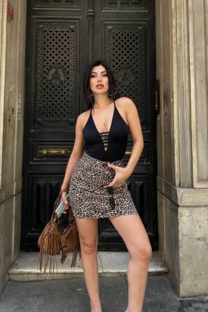 Brown Leopard Print Bodycon Mini Skirt