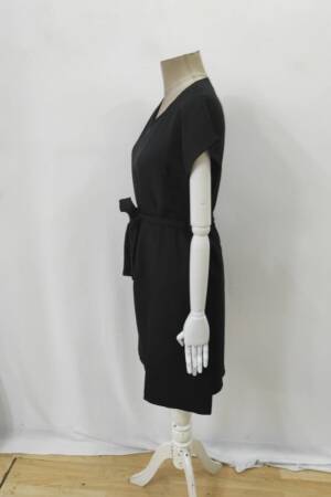 Black A-Line V-Neck Knee Length Dress