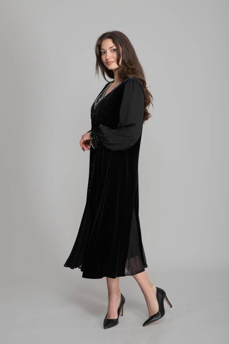 ElegantA-Line Midi Dress With V-Neck