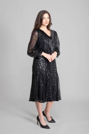 Elegant Sequined Fit And Flare Dress