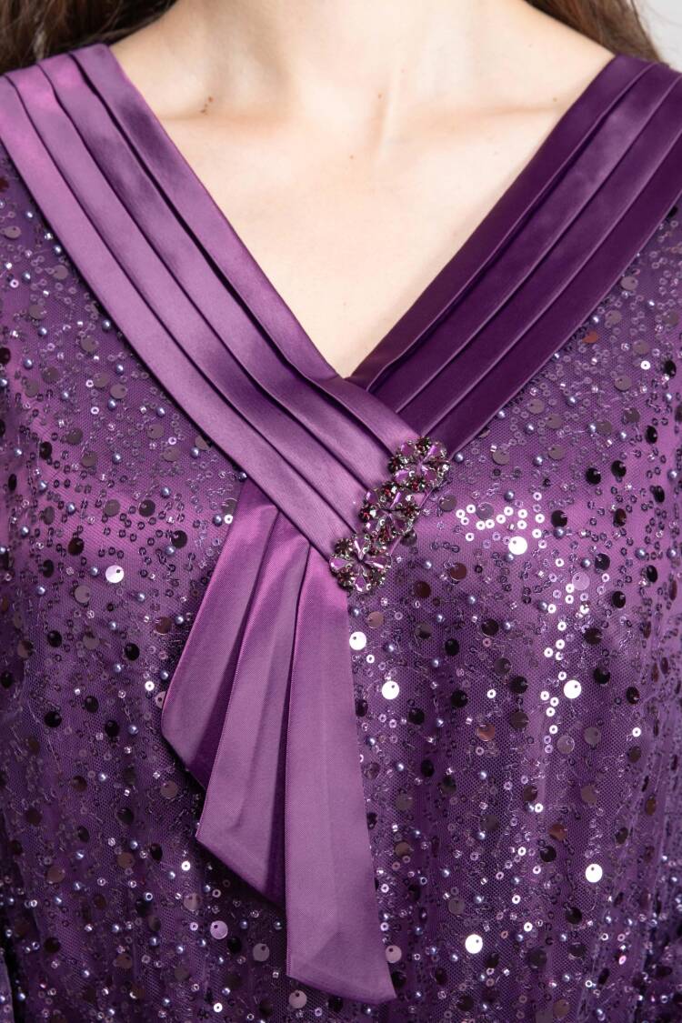 Glam Elegant Formal Sequined A-Line Dress