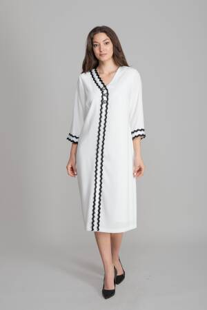 White Modest Elegant Formal Ethnic A-Line Dress