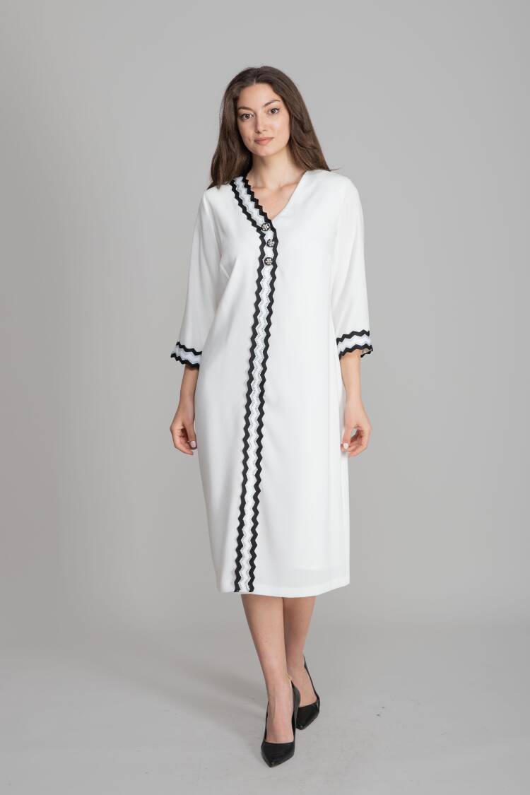 White Modest Elegant Formal Ethnic A-Line Dress