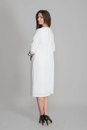 White Modest Elegant Formal Ethnic A-Line Dress