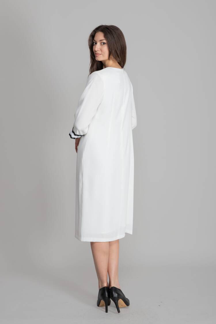 White Modest Elegant Formal Ethnic A-Line Dress
