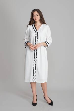 White Modest Elegant Formal Ethnic A-Line Dress