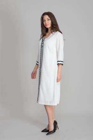 White Modest Elegant Formal Ethnic A-Line Dress