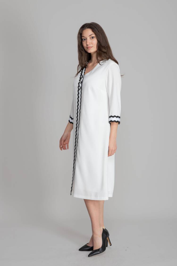 White Modest Elegant Formal Ethnic A-Line Dress