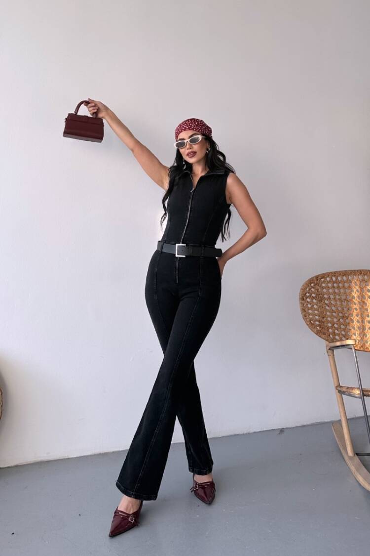 Black Tailored Slim Fit Sexy Jumpsuit