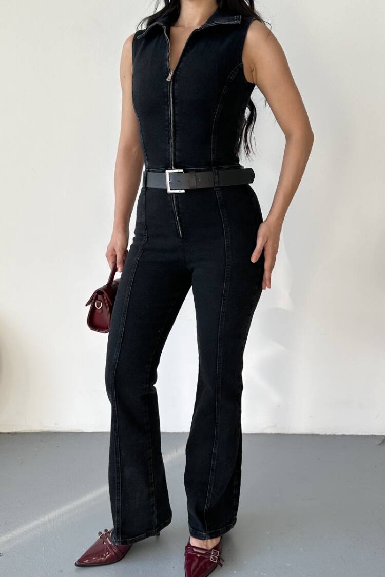 Black Tailored Slim Fit Sexy Jumpsuit
