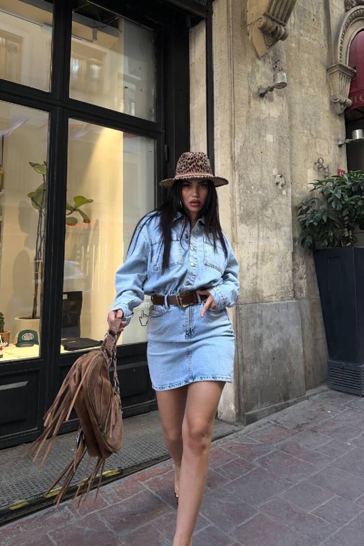 Casual Western Streetwear Shirt Dress Mini