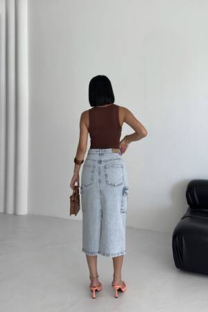 Pencil Skirt With Buttoned Flap Pockets