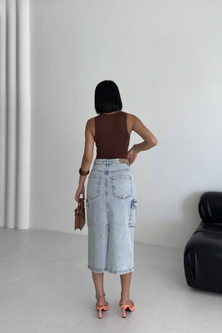 Pencil Skirt With Buttoned Flap Pockets