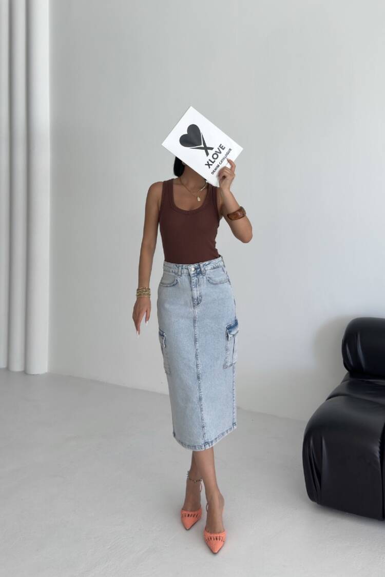 Pencil Skirt With Buttoned Flap Pockets