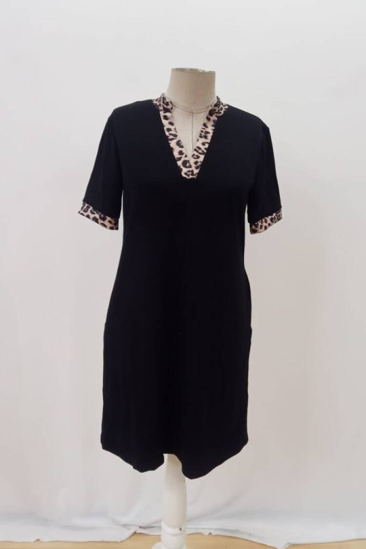 Black Casual Sexy Mini Shift Dress With V-Neck
