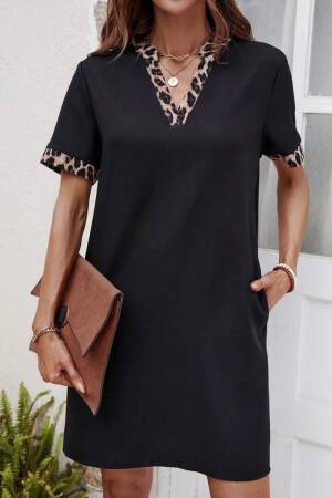 Black Casual Sexy Mini Shift Dress With V-Neck