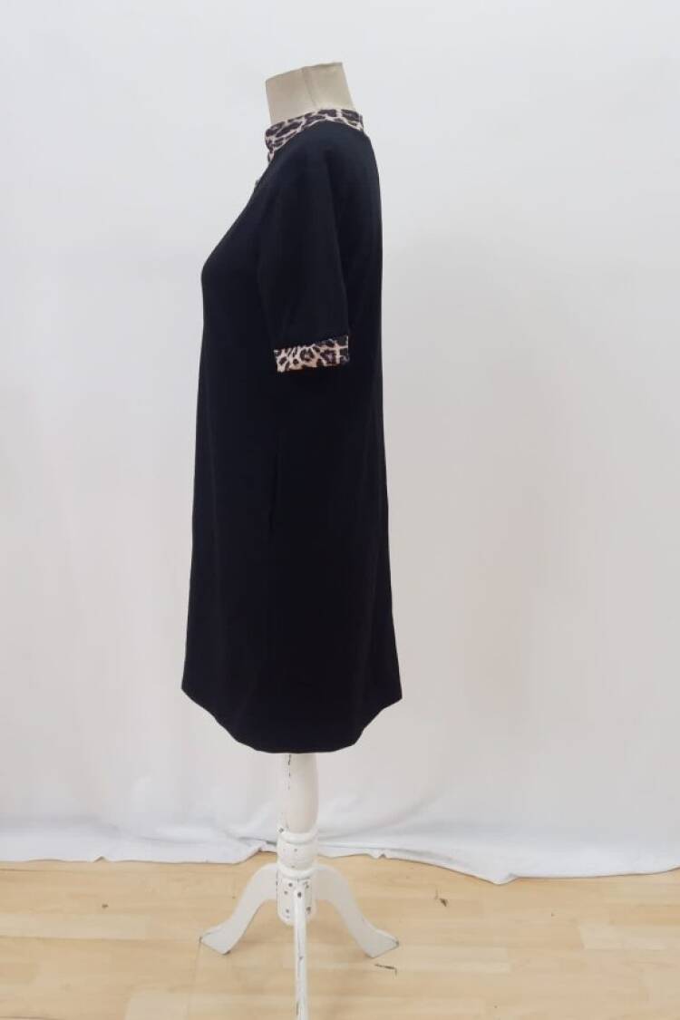 Black Casual Sexy Mini Shift Dress With V-Neck