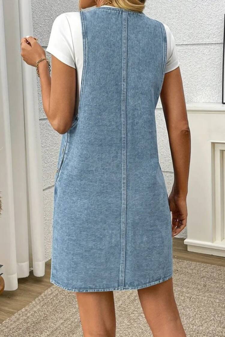 Blue Casual Jumper Dress With Short Sleeves